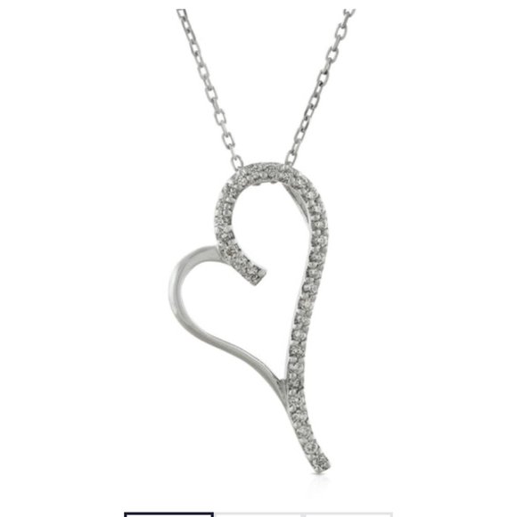 Diamond Heart Pendant Necklace White Gold - Picture 2 of 14